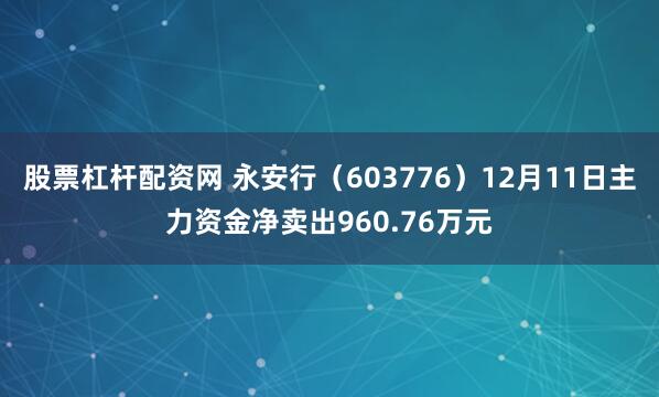 股票杠杆配资网 永安行（603776）12月11日主力资金净卖出960.76万元